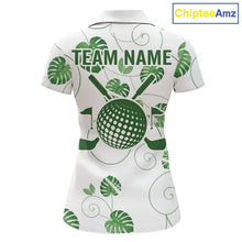 Load image into Gallery viewer, Women Green Monstera Pattern Golf Clothing Custom Cactus Golfer Funny Womens Golf Polo Shirt NYN2931