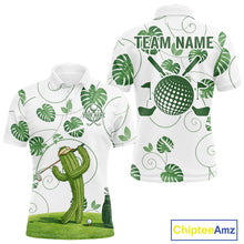 Load image into Gallery viewer, Mens Green Monstera Pattern Golf Clothing Custom Cactus Golfer Funny Mens Golf Polo Shirt NYN2931