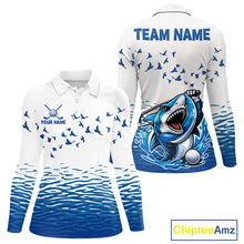 Load image into Gallery viewer, Women Funny Golf Shirts Waving Pattern Golf Clothing Custom Shark Golf Polo, Best Golf Gifts NYN2934