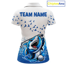 Load image into Gallery viewer, Women Funny Golf Shirts Waving Pattern Golf Clothing Custom Shark Golf Polo, Best Golf Gifts NYN2934