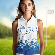 Load image into Gallery viewer, Women Funny Golf Shirts Waving Pattern Sleeveless Golf Clothing Custom Shark Golf Polo, Best Golf Gifts NYN2934