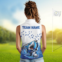 Load image into Gallery viewer, Women Funny Golf Shirts Waving Pattern Sleeveless Golf Clothing Custom Shark Golf Polo, Best Golf Gifts NYN2934