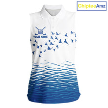 Load image into Gallery viewer, Women Funny Golf Shirts Waving Pattern Sleeveless Golf Clothing Custom Shark Golf Polo, Best Golf Gifts NYN2934