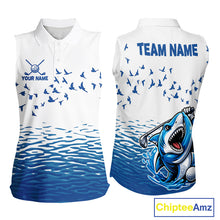 Load image into Gallery viewer, Women Funny Golf Shirts Waving Pattern Sleeveless Golf Clothing Custom Shark Golf Polo, Best Golf Gifts NYN2934