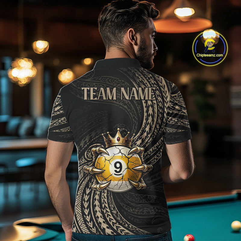 Tribal Pattern Billiard Shirts For Men Custom  Skull Crown 8 Ball And 9 Ball Billiard Team Jersey NYN3134