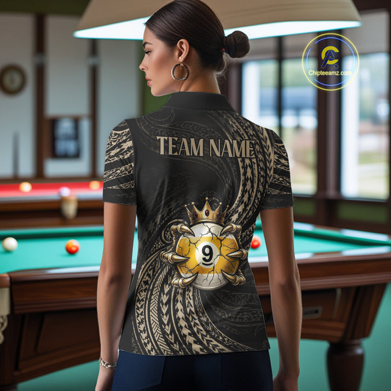 Tribal Pattern Billiard Shirts For Women Custom  Skull Crown 8 Ball And 9 Ball Billiard Team Jersey NYN3134