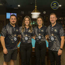 Load image into Gallery viewer, Tribal Pattern Billiard Shirts For Men Custom  Skull Crown 8 Ball And 9 Ball Billiard Team Jersey NYN3134