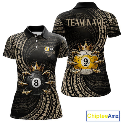 Tribal Pattern Billiard Shirts For Women Custom  Skull Crown 8 Ball And 9 Ball Billiard Team Jersey NYN3134