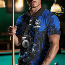 Load image into Gallery viewer, Watering 8 Ball Pool Billiard Shirts For Men Personalized Blue Splatter Billiard Team Jersey NYN3135