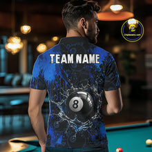Load image into Gallery viewer, Watering 8 Ball Pool Billiard Shirts For Men Personalized Blue Splatter Billiard Team Jersey NYN3135