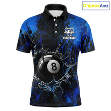Load image into Gallery viewer, Watering 8 Ball Pool Billiard Shirts For Men Personalized Blue Splatter Billiard Team Jersey NYN3135