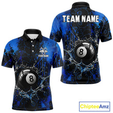 Load image into Gallery viewer, Watering 8 Ball Pool Billiard Shirts For Men Personalized Blue Splatter Billiard Team Jersey NYN3135
