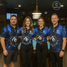 Load image into Gallery viewer, Watering 8 Ball Pool Billiard Shirts For Men Personalized Blue Splatter Billiard Team Jersey NYN3135