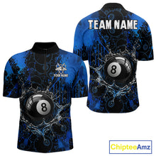 Load image into Gallery viewer, Watering 8 Ball Pool Billiard Shirts For Men Personalized Blue Splatter Billiard Team Jersey NYN3135