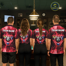 Load image into Gallery viewer, Fire Flame 8 Ball Billiard Shirt For Women Custom Red Flames Pool Billiard Rack Team Shirt NYN3138