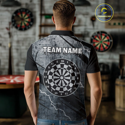 Grey Grunge Dartboard Darts Team Shirt - Custom Name - Men’s Darts Jersey NYN0354