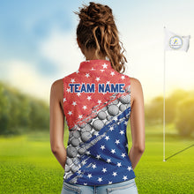 Load image into Gallery viewer, Red And Blue Grunge Golf Apparel Patriotic Women Golf Sleeveless Polo Shirts, Golf Team Outfits NYN3321