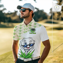 Load image into Gallery viewer, Funny Golfer Grass Pattern Polos For Men Custom White Golf Ball Team Outfits, Upf Golf Shirts NYN3324