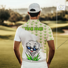 Load image into Gallery viewer, Funny Golfer Grass Pattern Polos For Men Custom White Golf Ball Team Outfits, Upf Golf Shirts NYN3324