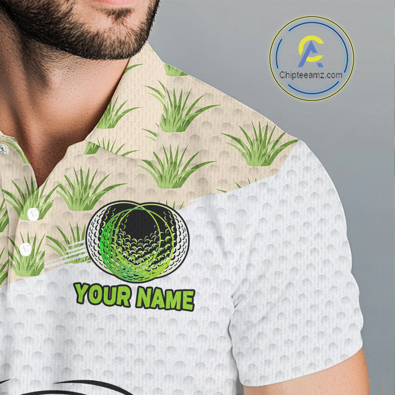 Shirt with golf ball design and 'Your Name' text.