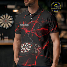 Load image into Gallery viewer, Flame Dartboard &amp; Chains Darts Shirt For Men - Custom Name &amp; Team Jersey | Opt1 - Red NYN0625