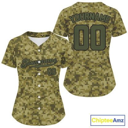 Personalized Army Green Baseball Jerseys Custom Camouflage Baseball Jersey For Women & Youth NYN1205