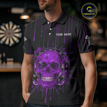 Load image into Gallery viewer, Custom Purple Dripping Horror Skull Dartboard Dart Men Polo Jerseys Dart Team Shirts NYN1757