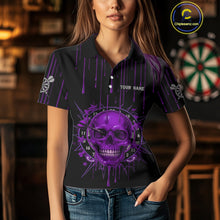 Load image into Gallery viewer, Custom Purple Dripping Horror Skull Dartboard Dart Women Polo Jerseys Dart Team Shirts NYN1757