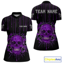 Load image into Gallery viewer, Custom Purple Dripping Horror Skull Dartboard Dart Women Quarter-Zip Jerseys Dart Team Shirts NYN1757
