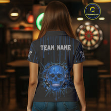 Load image into Gallery viewer, Custom Blue Dripping Horror Skull Dartboard Dart Women Polo Jerseys Dart Team Shirts NYN1758