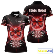 Load image into Gallery viewer, Lightning Butterfly Dartboard Custom Red Women Polo Dart Shirt Funny Dart Jerseys NYN1762