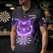 Load image into Gallery viewer, Lightning Butterfly Dartboard Custom Purple Mens Polo Dart Shirt Funny Dart Jerseys NYN1763