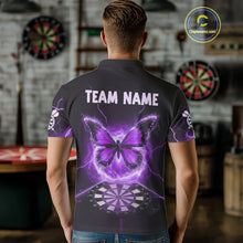 Load image into Gallery viewer, Lightning Butterfly Dartboard Custom Purple Mens Polo Dart Shirt Funny Dart Jerseys NYN1763