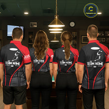 Load image into Gallery viewer, Black And Red Human Play Pool 8 Ball Women's Billiard Shirt Custom Billiard Team League Attire NYN2556