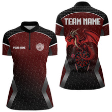Load image into Gallery viewer, Custom Black And Red Hexagon Dragon Dartboard Dart Shirts For Women Dart Team Jerseys NYN0031