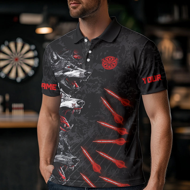 Custom Black-Red Wolfs Grunge Dart Shirts For Men Outfits Dart Tournament Jerseys NYN0032
