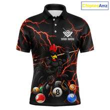 Load image into Gallery viewer, Funny Rooster 8 Ball Billiard Shirt For Men Custom Thunder Red Billiard Pool Shirt, Billiard Attire NYN3145