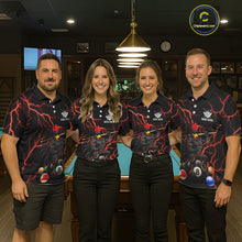 Load image into Gallery viewer, Funny Rooster 8 Ball Billiard Shirt For Men Custom Thunder Red Billiard Pool Shirt, Billiard Attire NYN3145