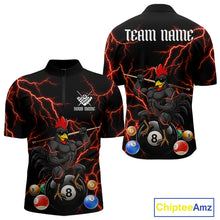 Load image into Gallery viewer, Funny Rooster 8 Ball Billiard Shirt For Men Custom Thunder Red Billiard Pool Shirt, Billiard Attire NYN3145