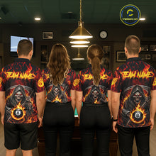 Load image into Gallery viewer, Grim Reaper 8 Ball Billiard Shirt For Women Custom Red Flames 8 Ball Pool Billiard Team Attire NYN3146