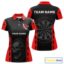 Load image into Gallery viewer, Black &amp; Red Grim Reaper Dartboard Darts Shirt For Women Custom Team Name NYN0365