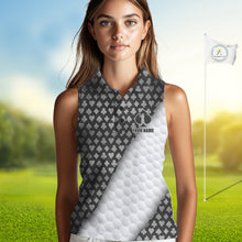 Load image into Gallery viewer, Womens Grey Poker Golf Shirt Custom Poker White Golf Ball Polo, Golf Team Outfits For Golfers NYN3332