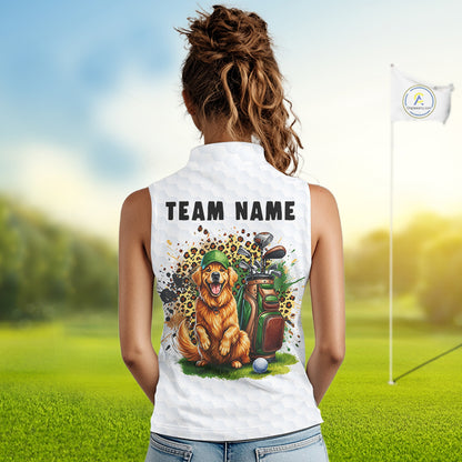 Golden Retriever Golf Shirt Custom Yellow Leopard Pattern Funny Splatter Golf Polos For Women NYN3334