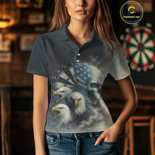 Load image into Gallery viewer, Personalized Patriotic Dart Shirt Custom Eagle Skull Dartboard Dart Jerseys For Women NYN1218