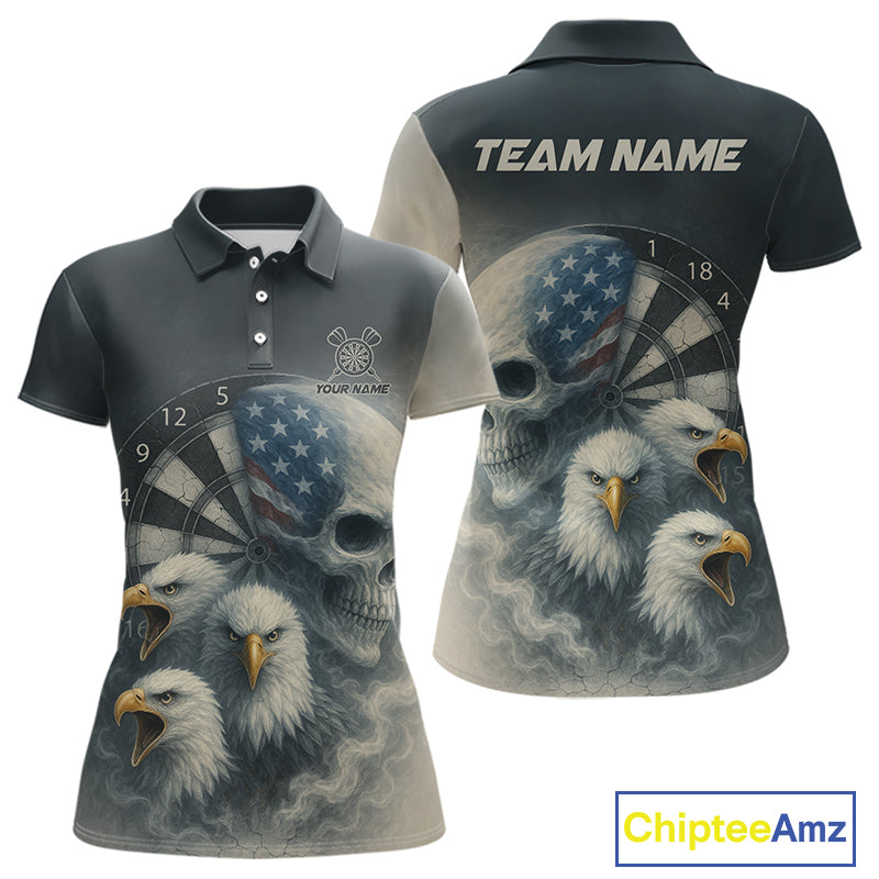 Personalized Patriotic Dart Shirt Custom Eagle Skull Dartboard Dart Jerseys For Women NYN1218