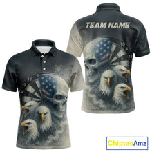 Load image into Gallery viewer, Personalized Patriotic Dart Shirt Custom Eagle Skull Dartboard Dart Jerseys For Men NYN1218