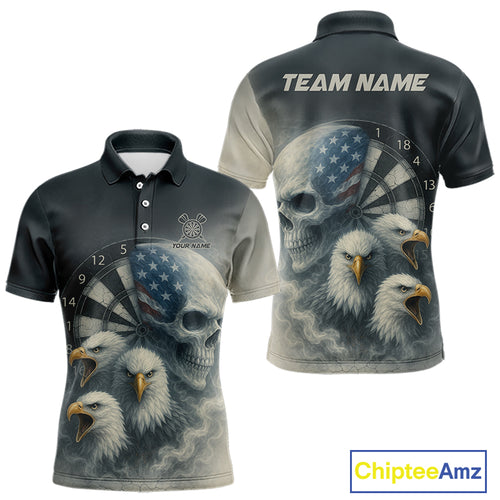 Personalized Patriotic Dart Shirt Custom Eagle Skull Dartboard Dart Jerseys For Men NYN1218