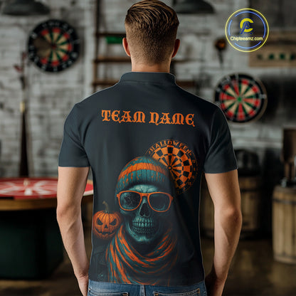 Custom Halloween Men Darts Shirt Personalized Halloween Pumpkin Skull Darts Jerseys NYN1230