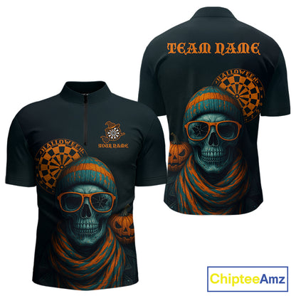 Custom Halloween Men Darts Shirt Personalized Halloween Pumpkin Skull Darts Jerseys NYN1230