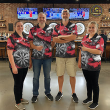 Load image into Gallery viewer, Red &amp; Grey Smokes Dartboard Custom Men Darts Polo Shirts Grunge Dart League Jerseys NYN2279